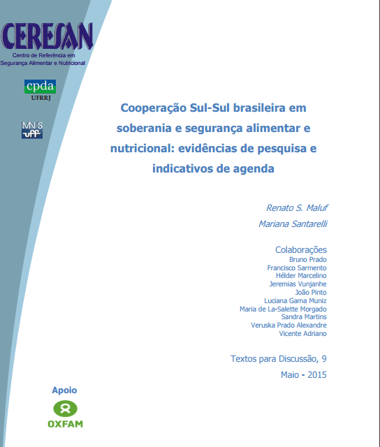 Cooperação Sul-Sul brasileira em soberania e segurança alimentar e nutricional - capa